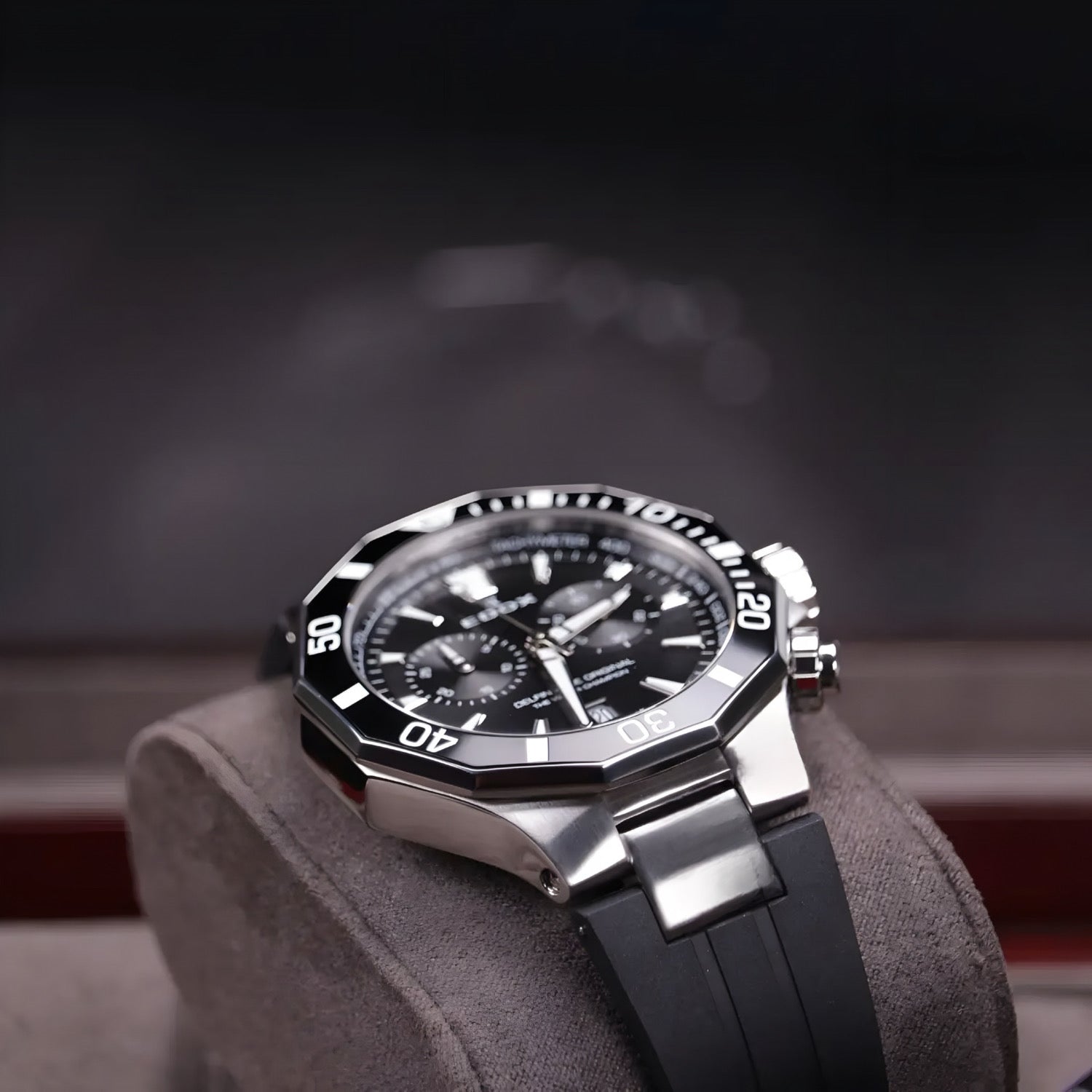 Reloj Edox Delfin The Original Chronograph Pulsera Negra Hombre 10112.3NCANIN