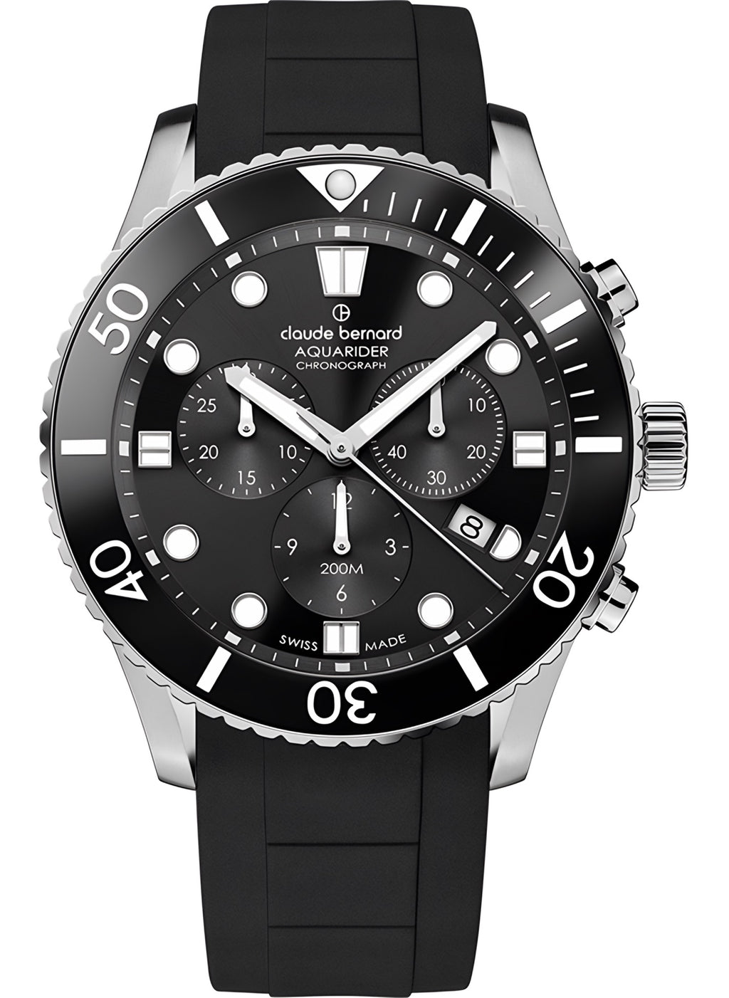 Reloj Claude Bernard Aquarider Chronograph 43mm Negro  Hombre