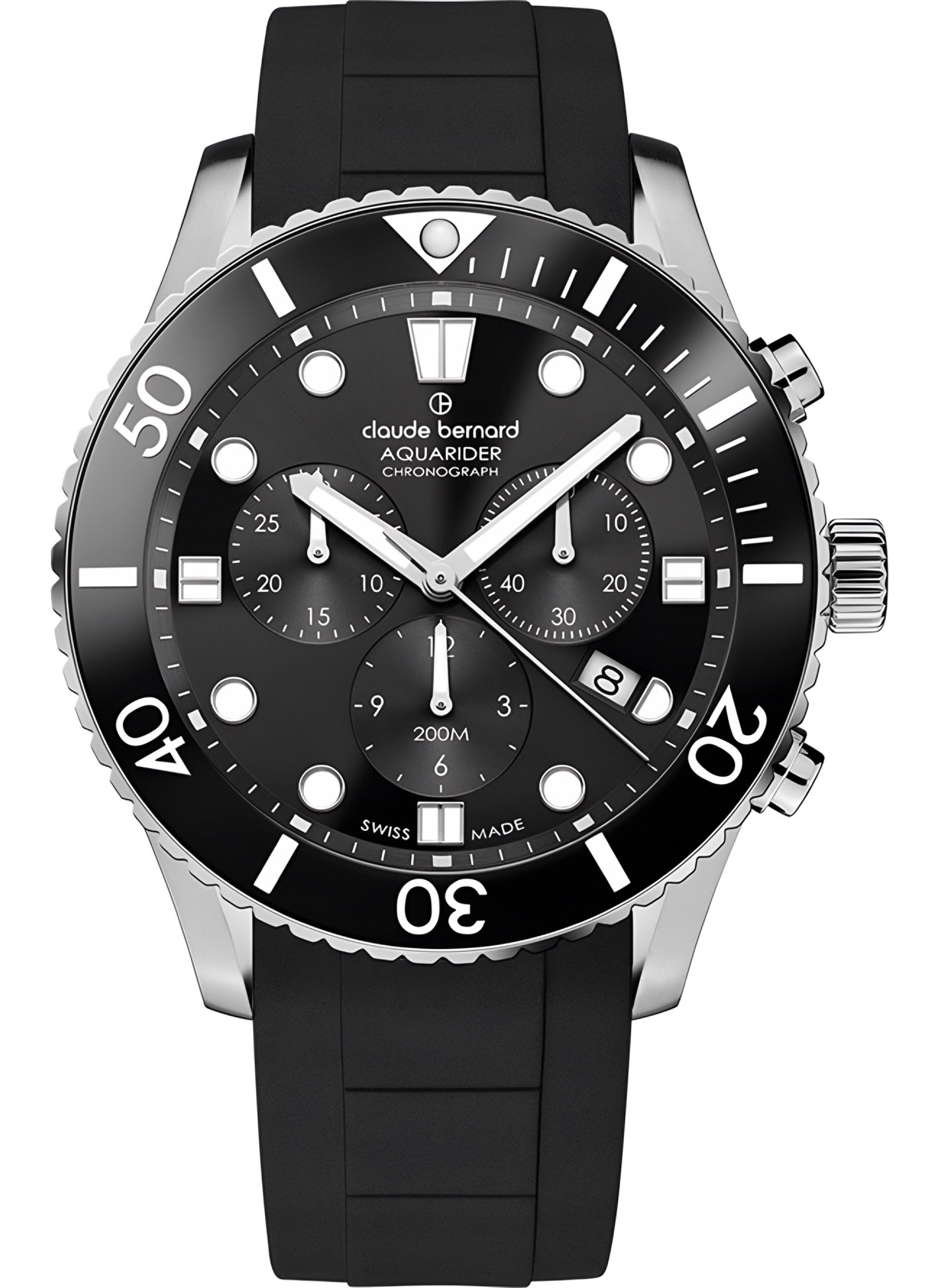 Reloj Claude Bernard Aquarider Chronograph 43mm Negro  Hombre