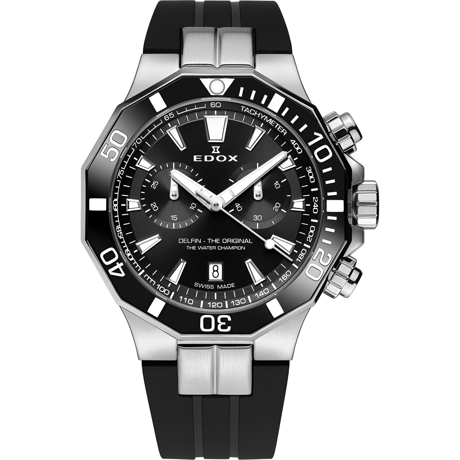 Reloj Edox Delfin The Original Chronograph Pulsera Negra Hombre