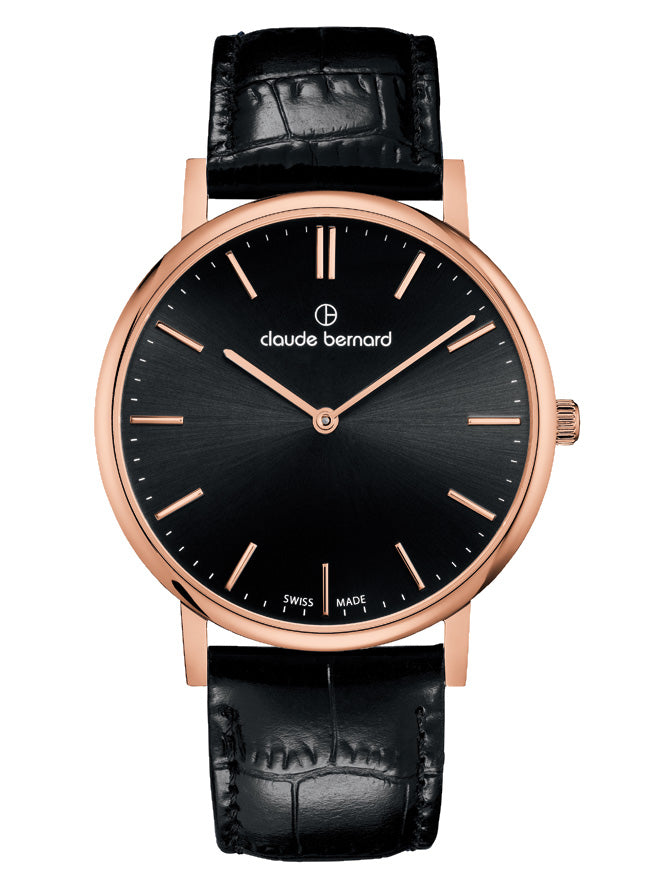 Reloj Claude Bernard Slim Line 39mm Hombre Negro