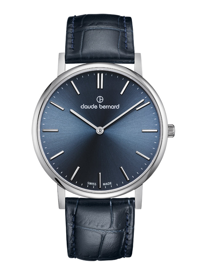 Reloj Claude Bernard Classic Azul Cuero Hombre