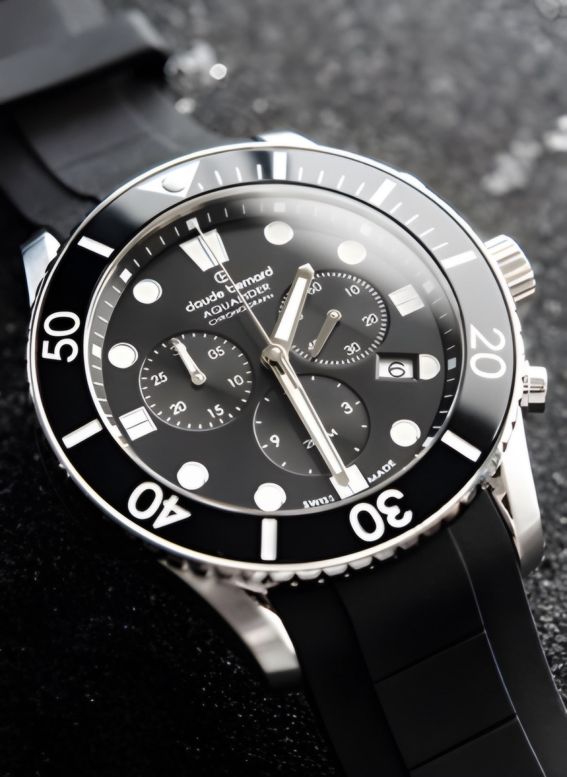 Reloj Claude Bernard Aquarider Chronograph 43mm Negro  Hombre 10252.3NBCANIB