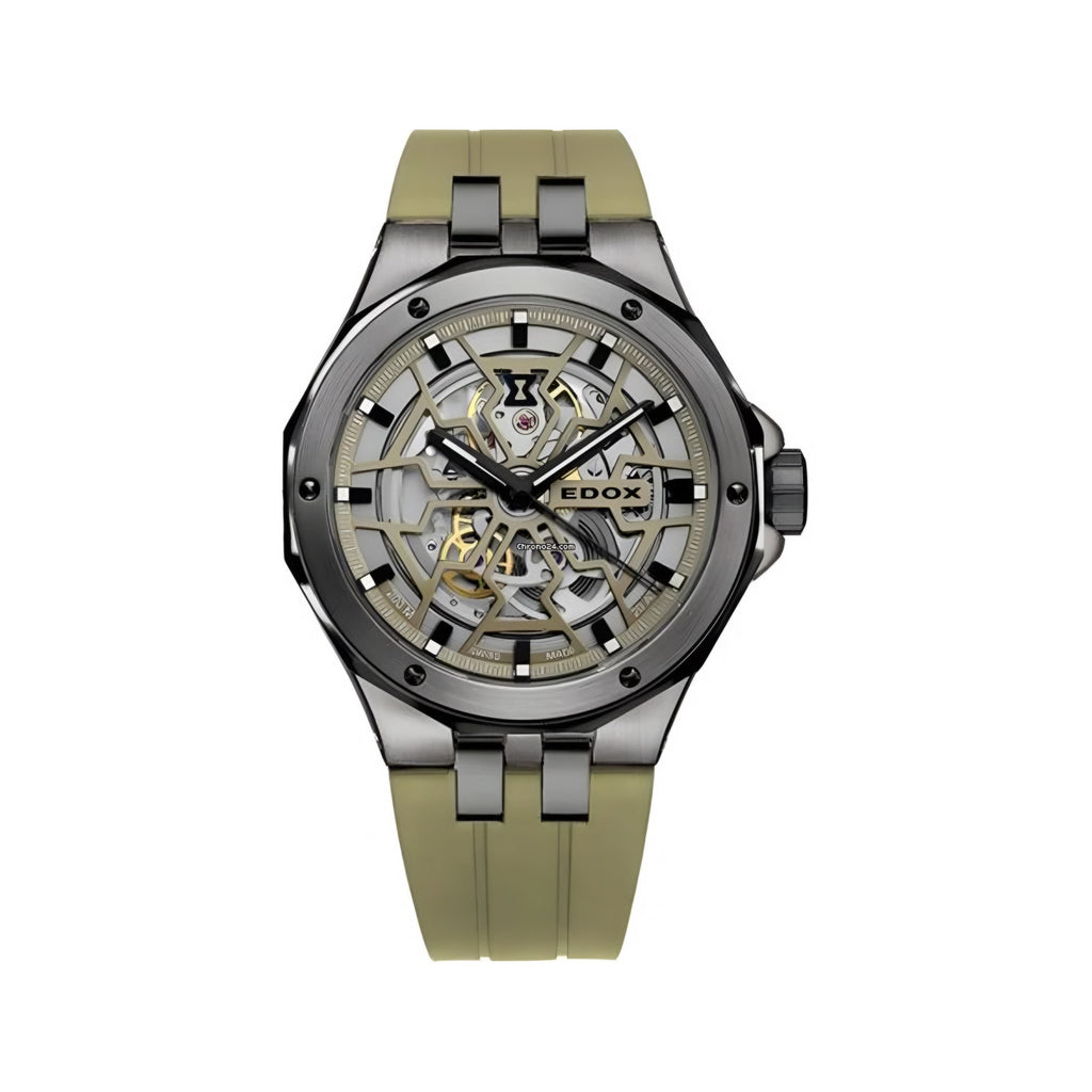 Reloj Edox Green Skeleton Dial Automatic Hombre