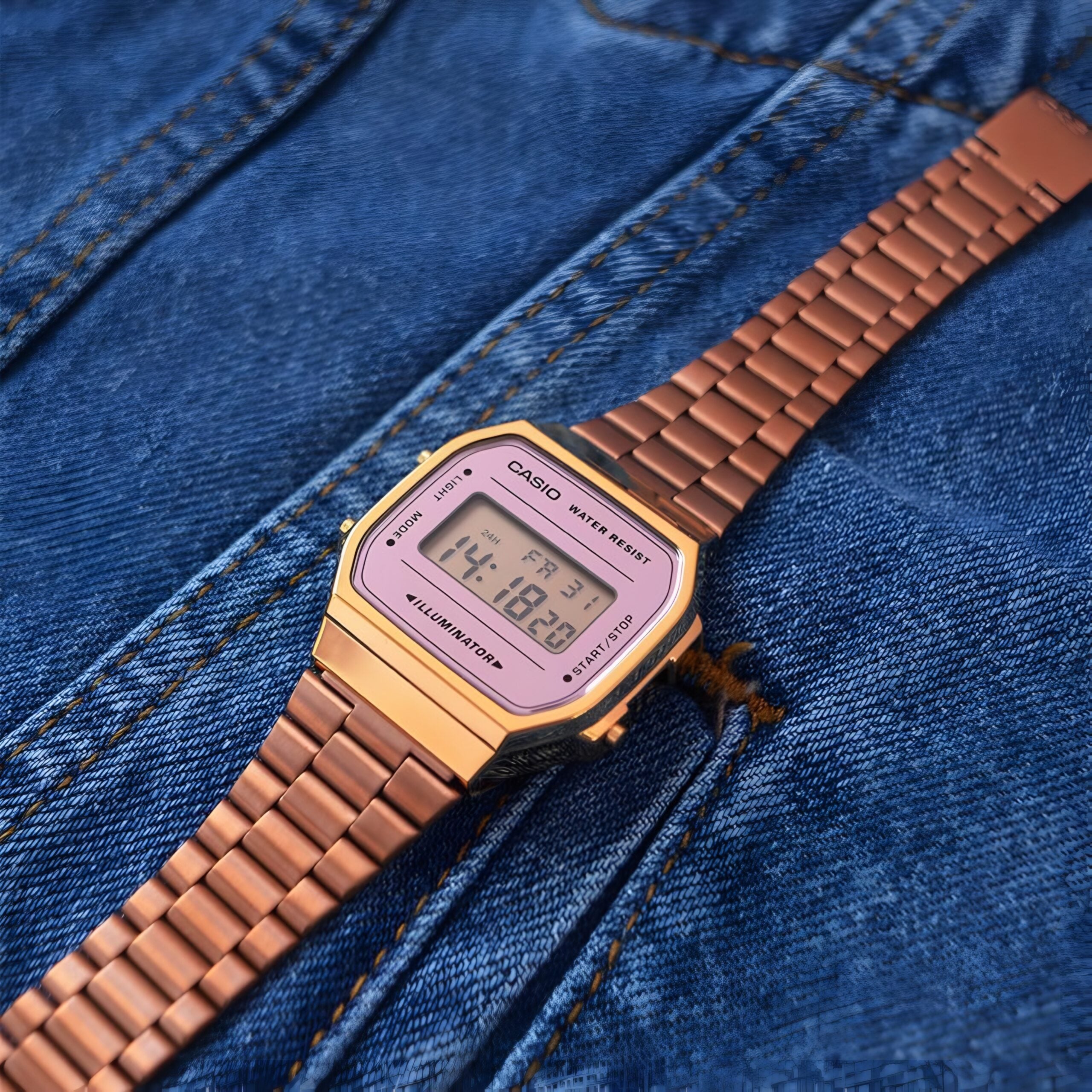 Reloj Casio A168WECM-5DF Dorado y Rosado Mujer