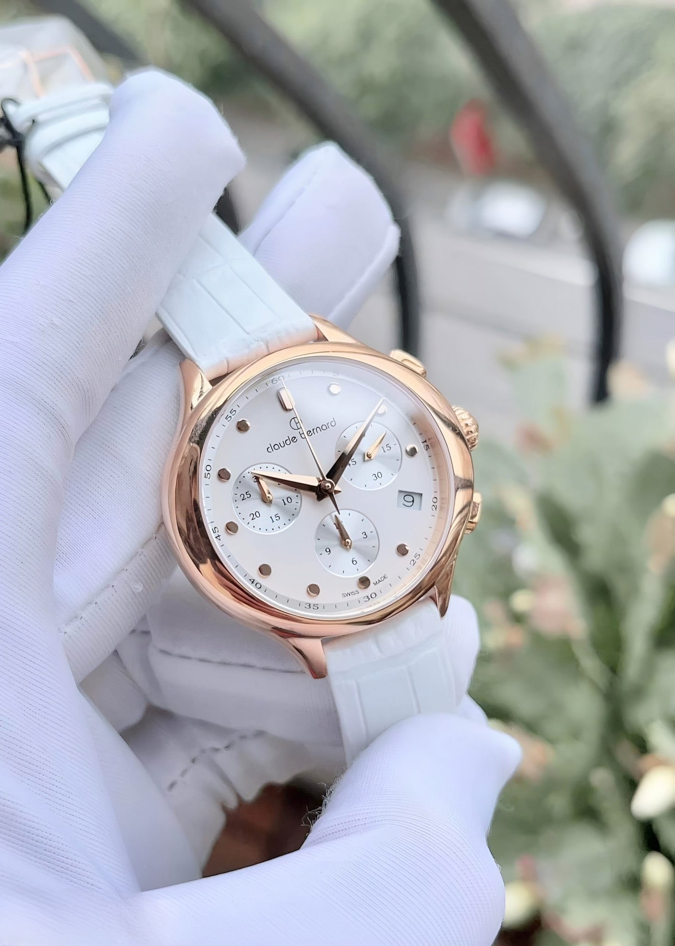 Reloj Claude Bernard White Chronograph Mujer 10232.37RAIR