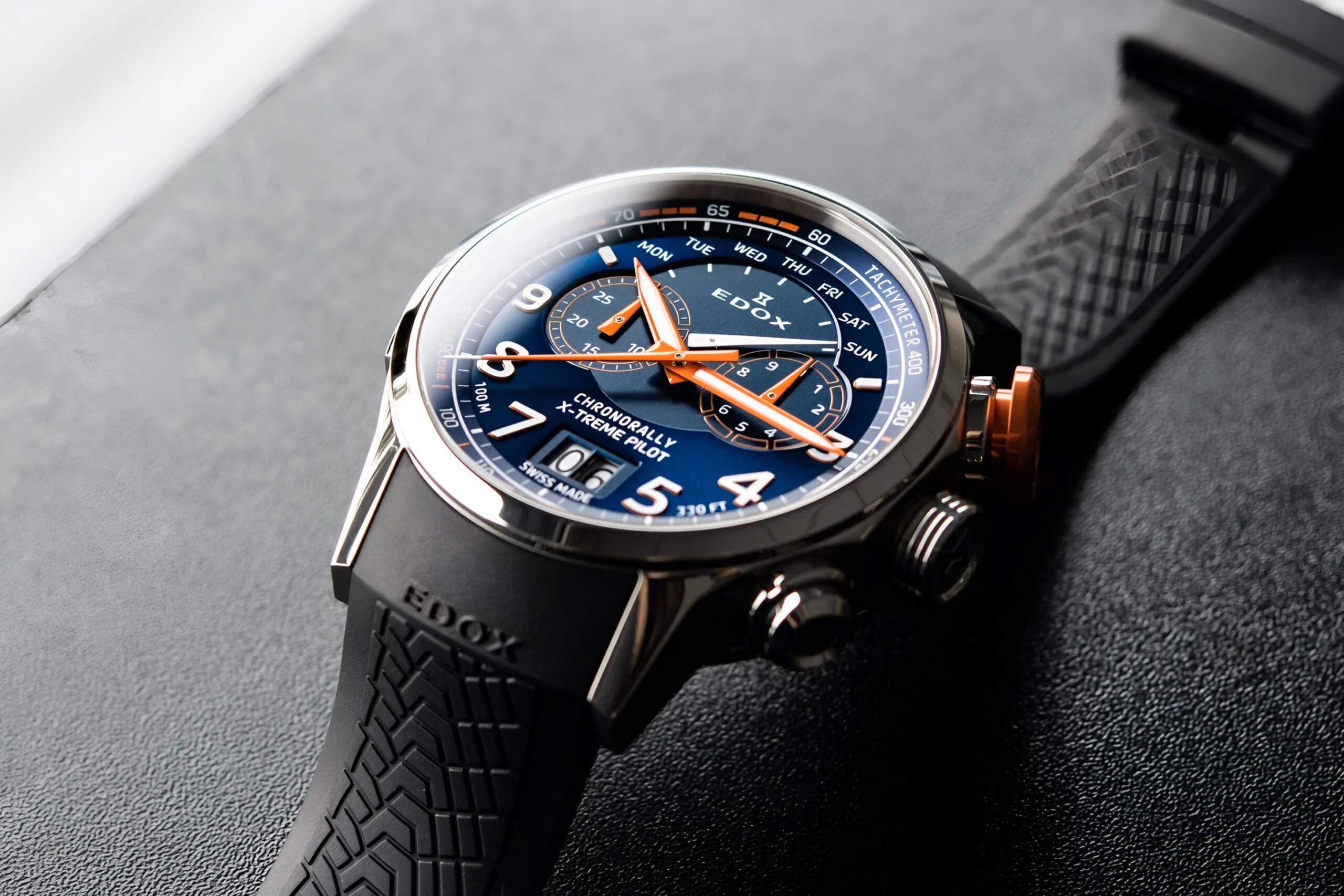 Reloj Edox Chronorally Chronograph Hombre Azul 48mm 10 ATM