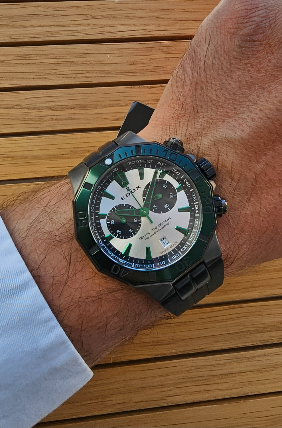 Reloj Edox Delfin The Original Chronograph Verde Hombre