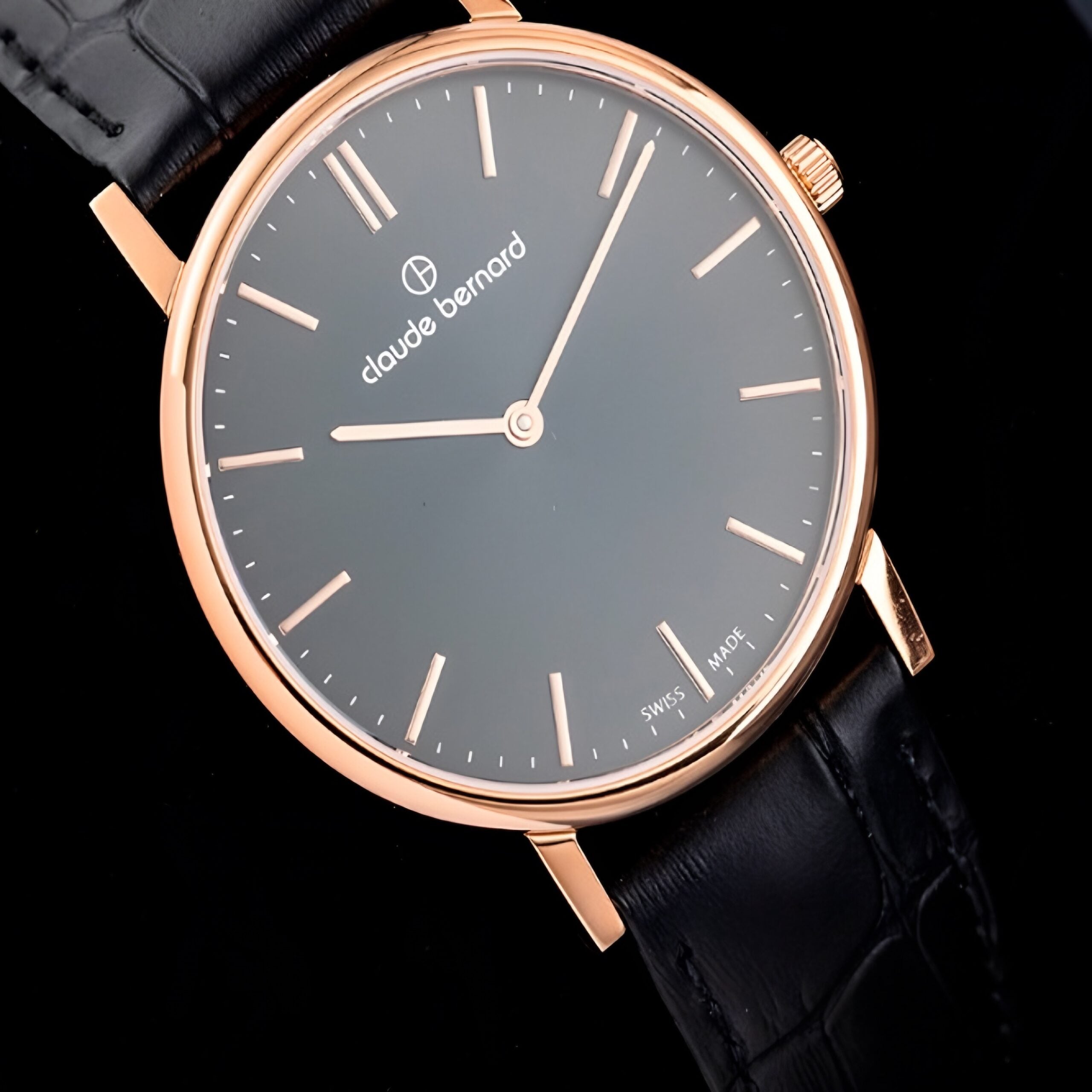 Reloj Claude Bernard Slim Line 39mm Hombre Negro 20214.37RNIR