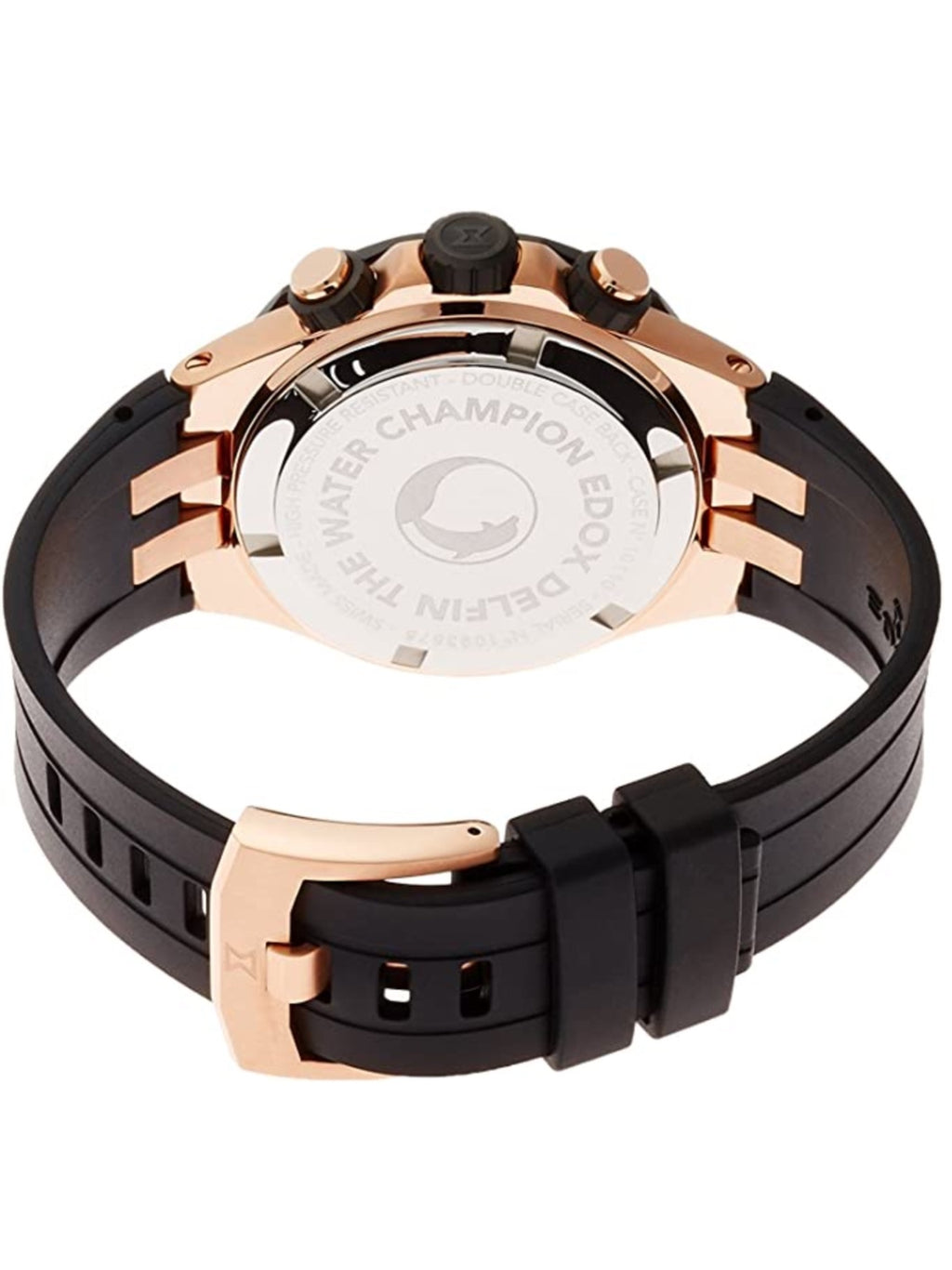 Reloj Edox Black and Rose Gold Chronograph Hombre