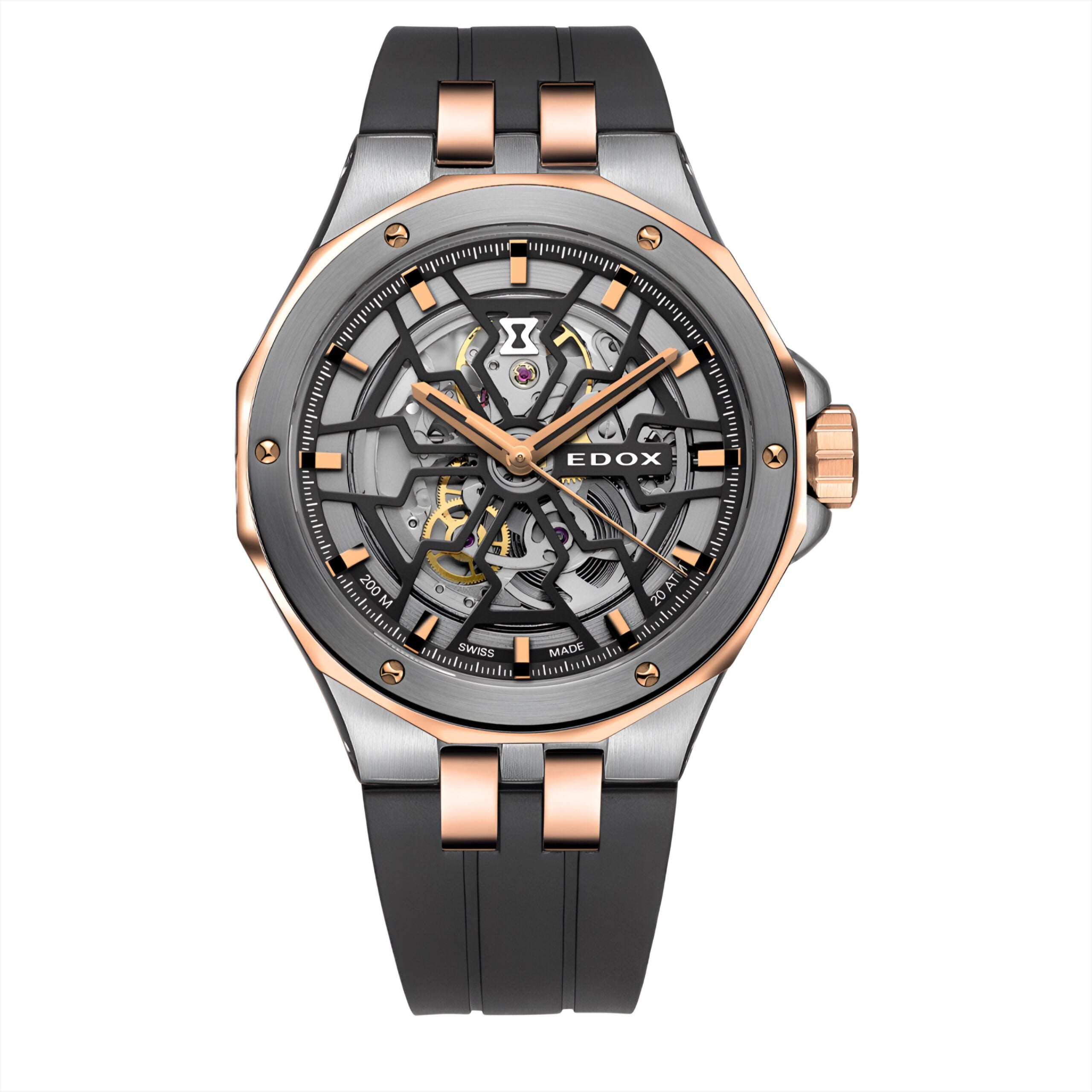 Reloj Edox Rose Gold and Black Automatic Hombre
