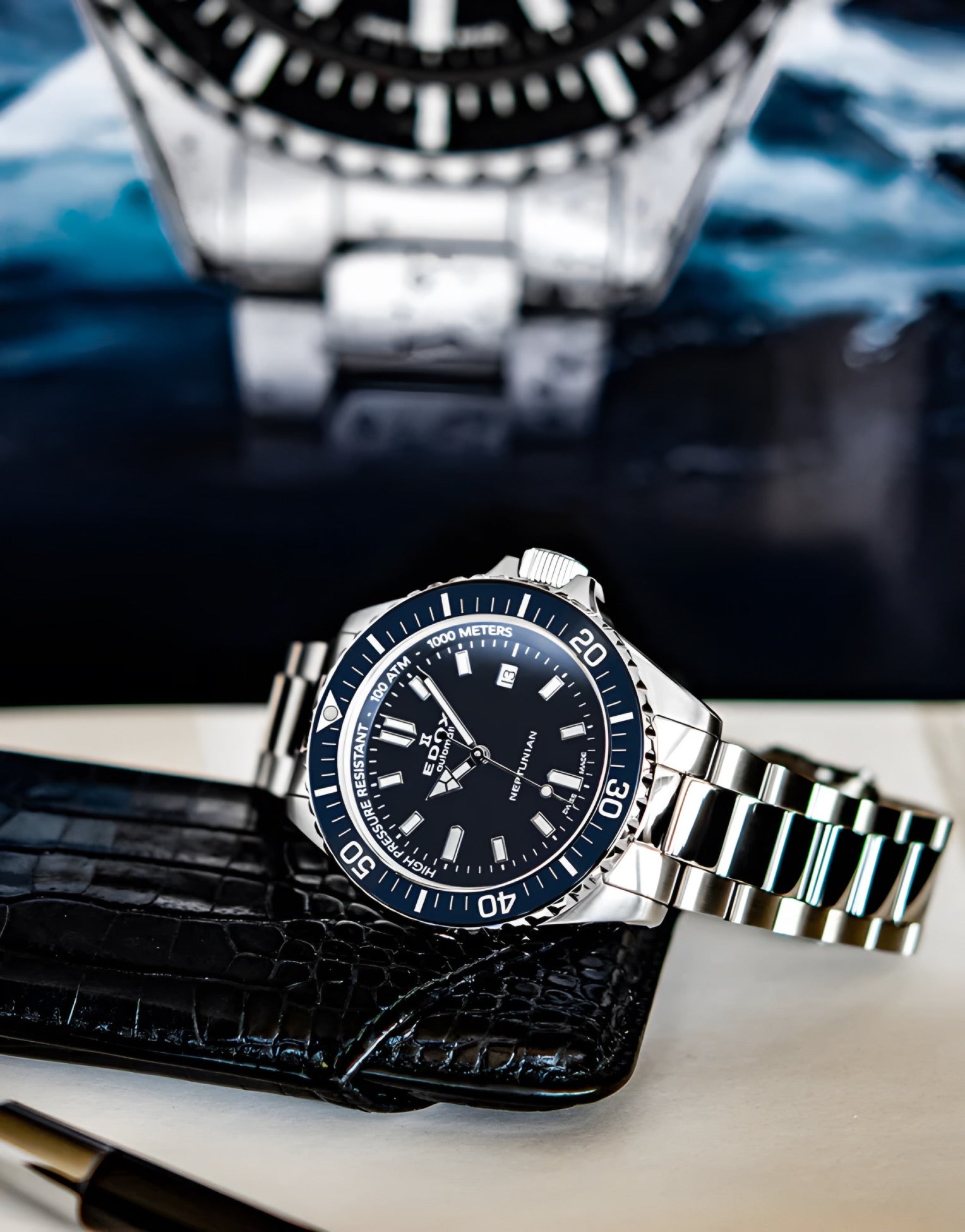 Reloj Edox Neptunian Automatic Hombre Azul 80120.3BUMBUF