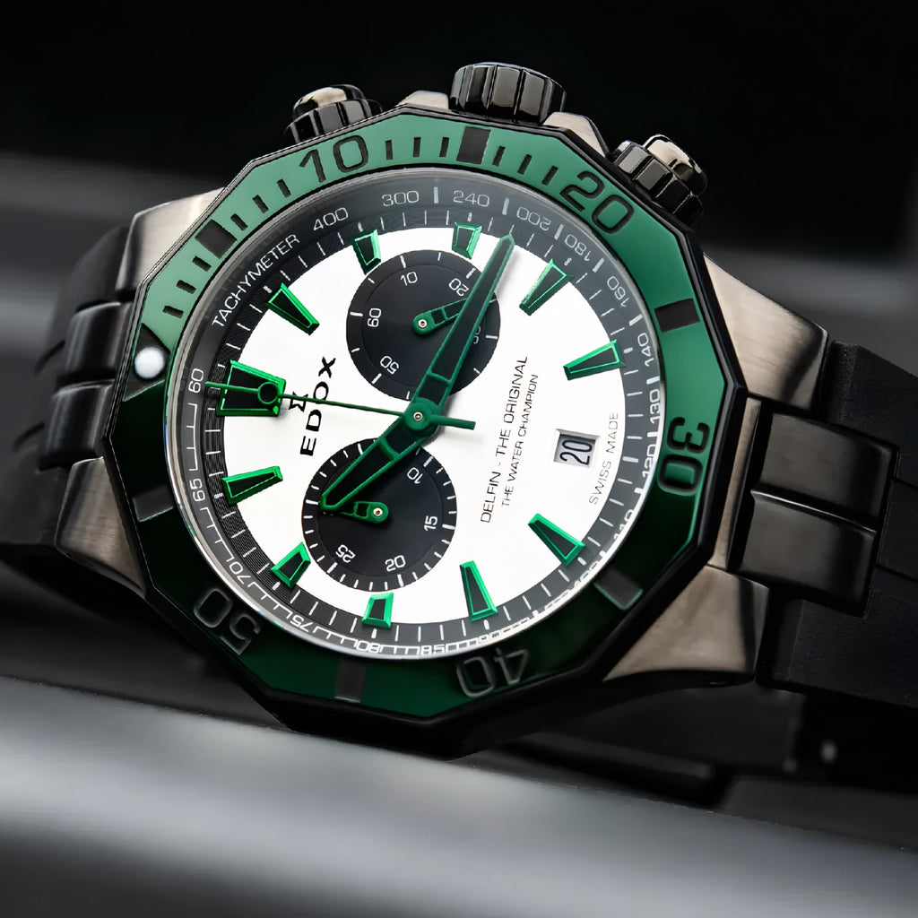 Reloj Edox Delfin The Original Chronograph Verde Hombre