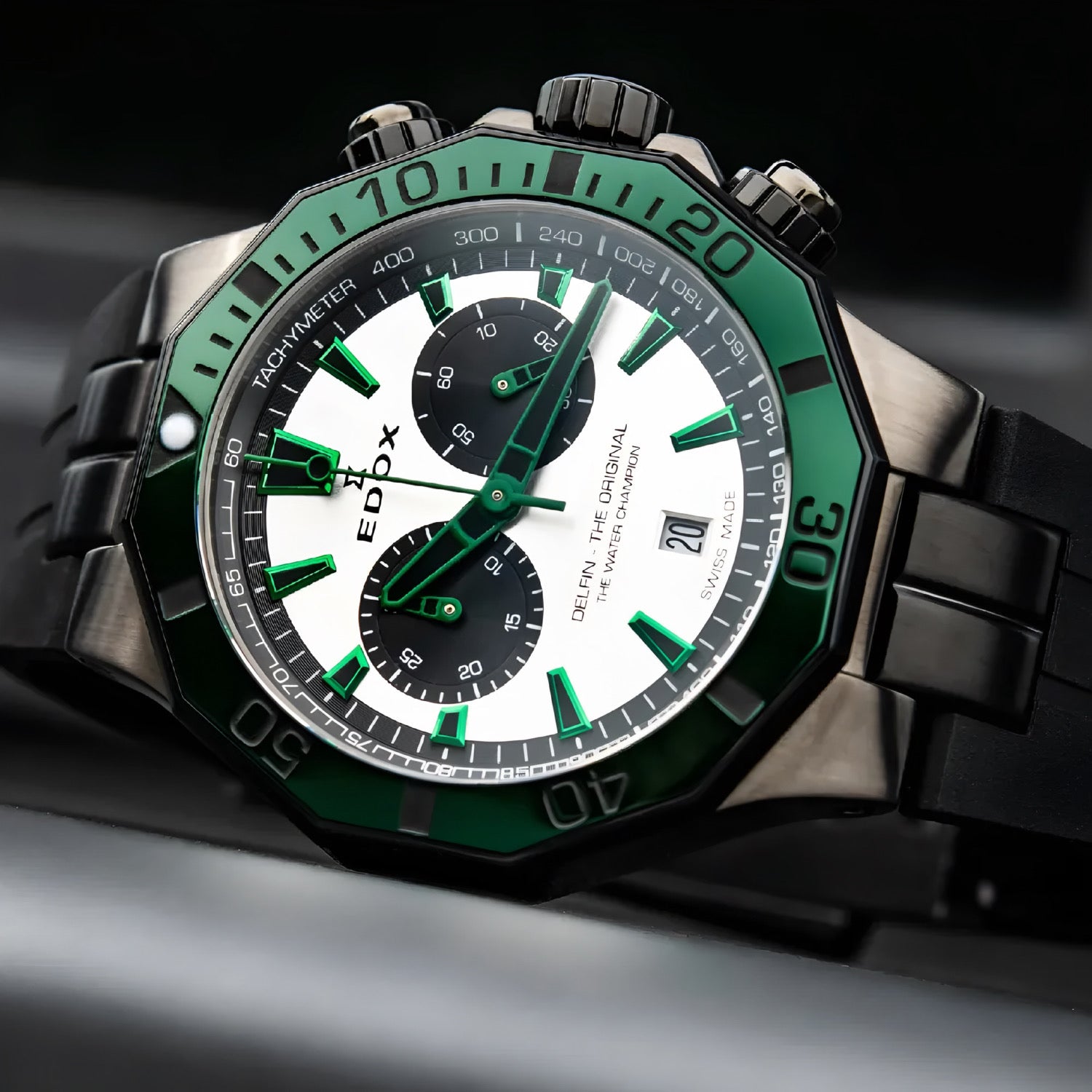 Reloj Edox Delfin The Original Chronograph Verde Hombre