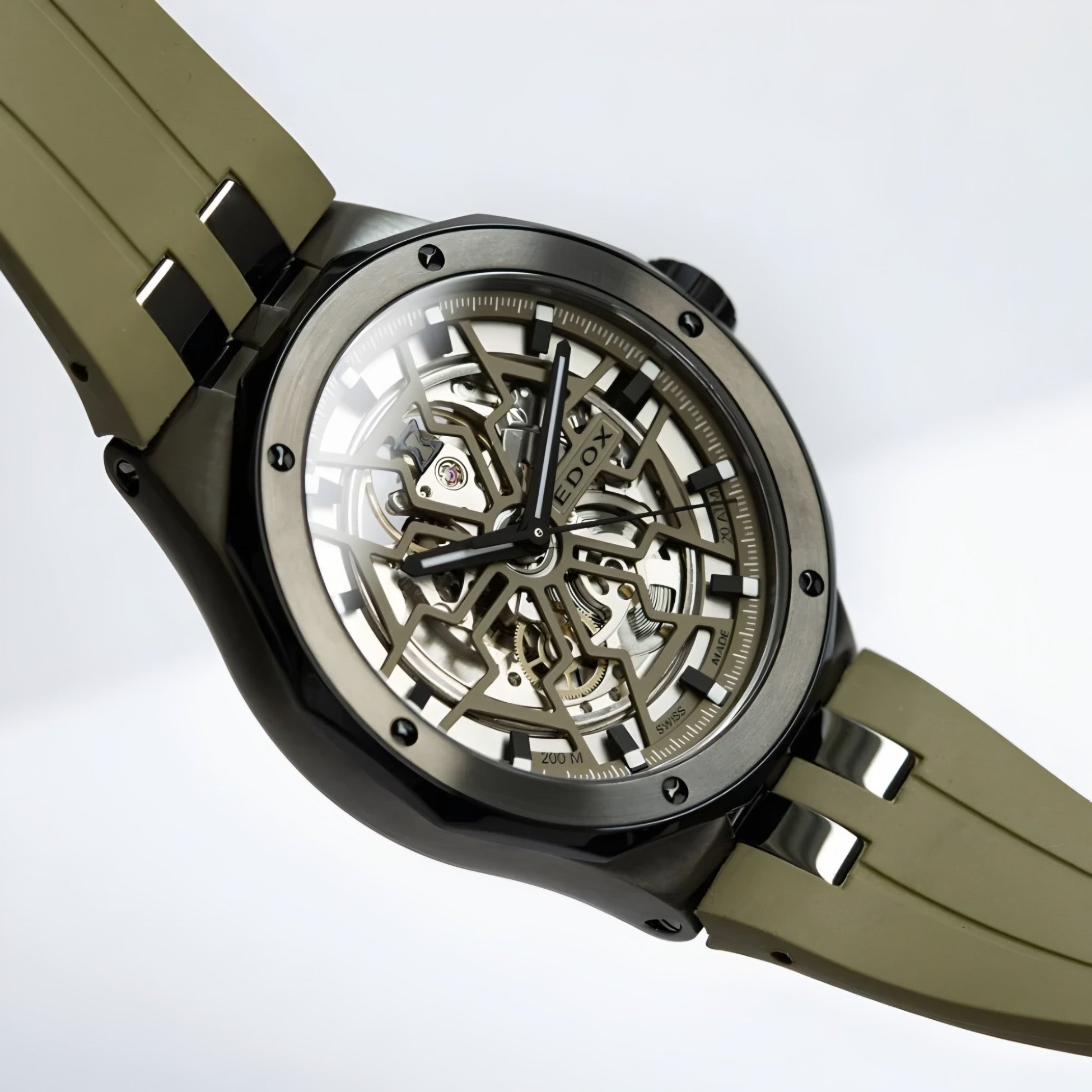 Reloj Edox Green Skeleton Dial Automatic Hombre 85303.357GNCAVVONB