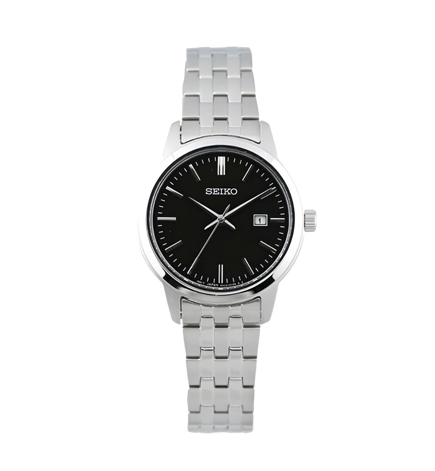 Reloj Seiko SUR409P1 Esfera Negra Pulsera Plateada Mujer