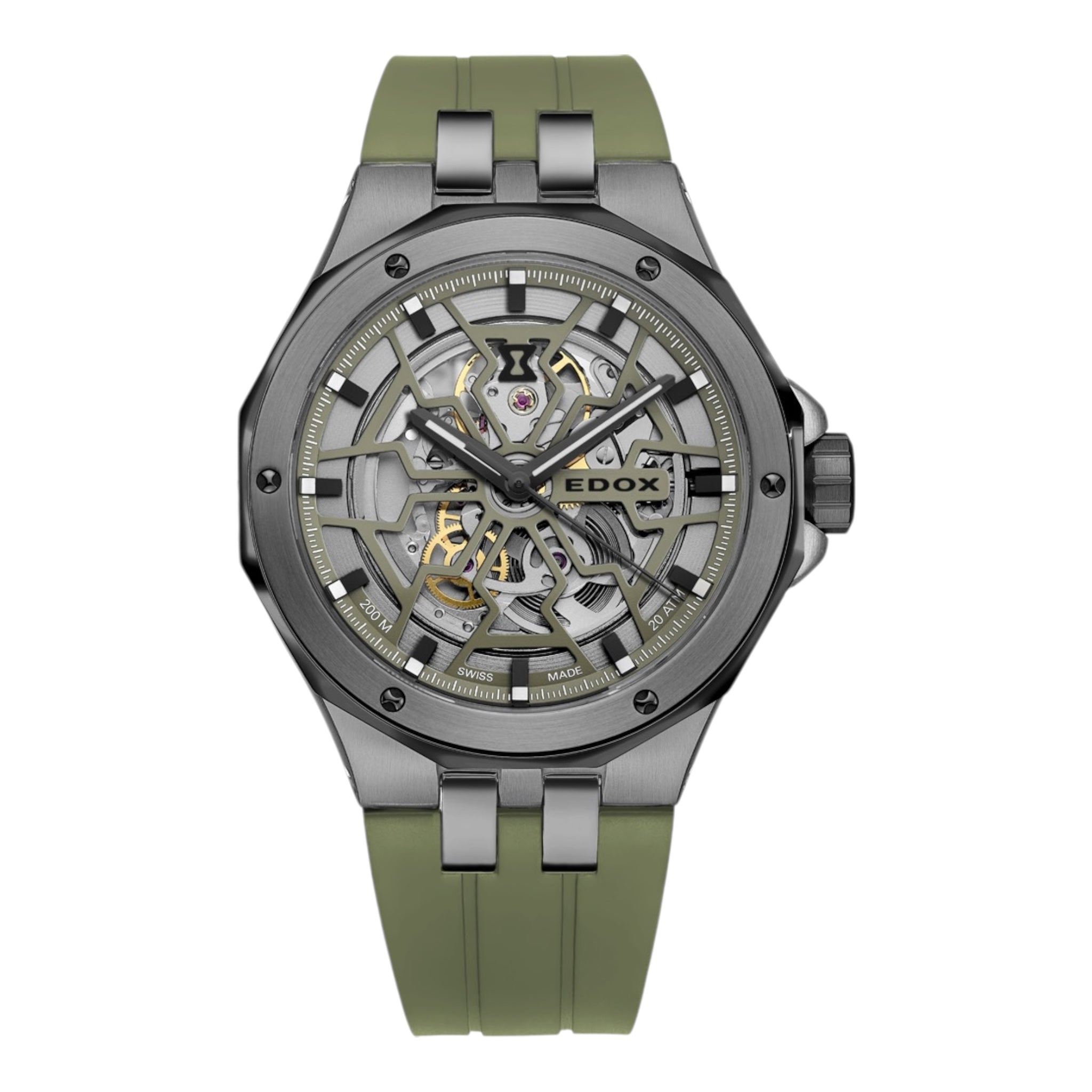 Reloj Edox Green Skeleton Dial Automatic Hombre 85303.357GNCAVVONB