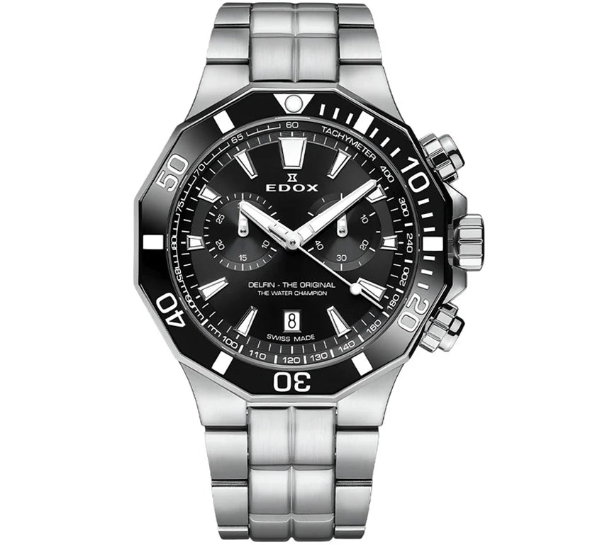 Reloj Edox Delfin The Original Chronograph Acero Esfera Negra Hombre 10112.3NMNIN