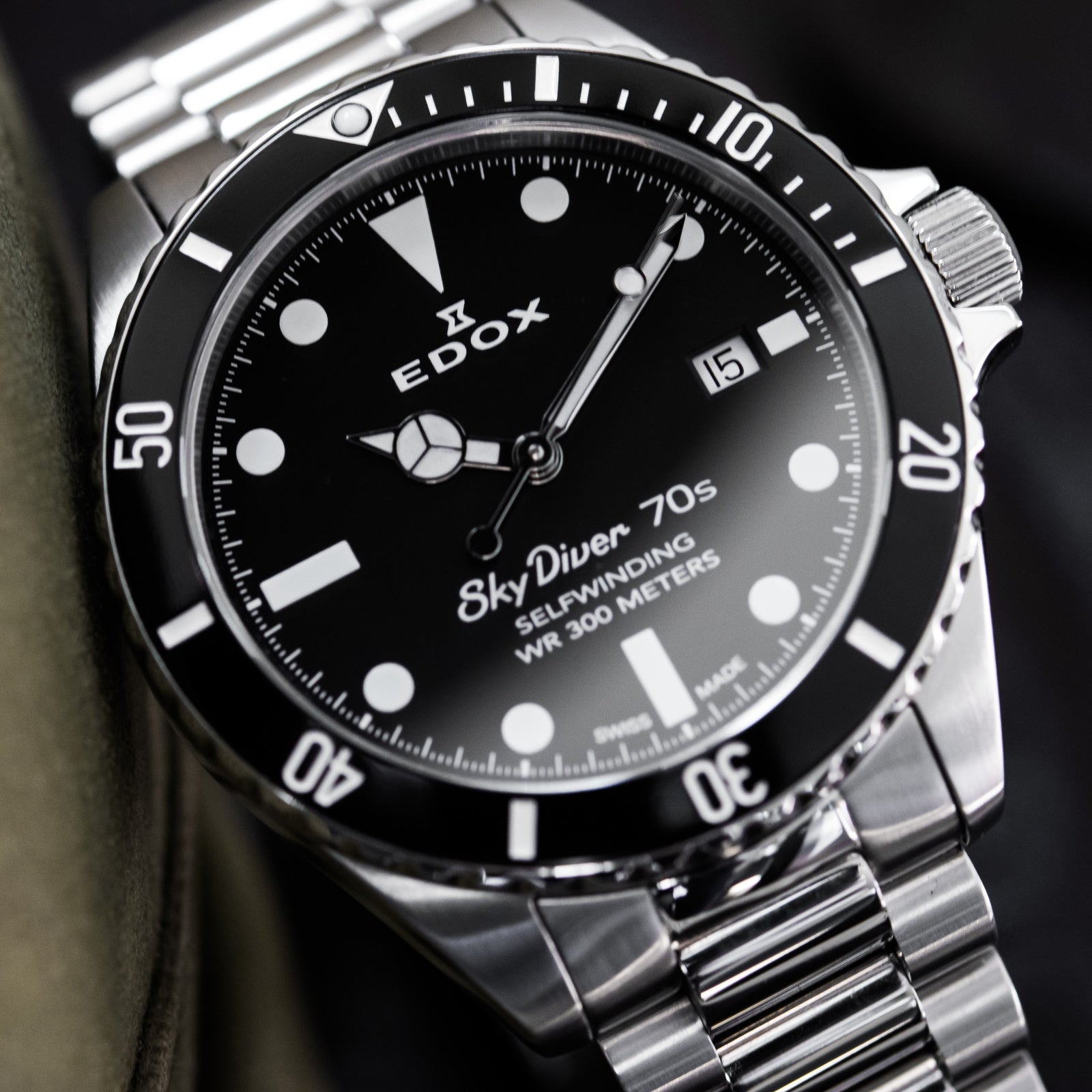 Reloj Edox Sky Diver Black Automatic Hombre